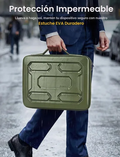 Vista 4 de DOMISO Funda rígida para laptop de 17 a 17.3 pulgadas, impermeable, a prueba de golpes, funda rígida para laptop con asa y bolsillo