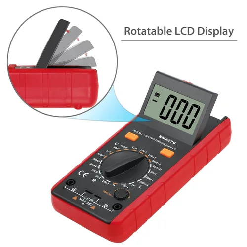 Vista 2 de CAMWAY LCR Medidor LCD Capacitancia Inductancia Probador Medidor de medición Autodescarga pF nF μF con pantalla de sobrerango