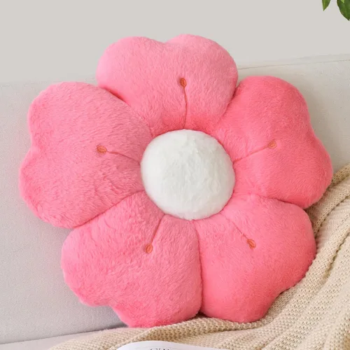 Vista 18 de Almohada en forma de flor, lindas almohadas decorativas con suave pelaje de conejo para sofá, cama, silla y suelo, almohadas de Navidad, cojines