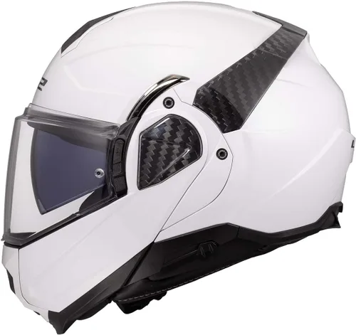 Vista 3 de LS2 Helmets Advant II - Casco modular de motocicleta con protector solar (blanco brillante, 2XL)