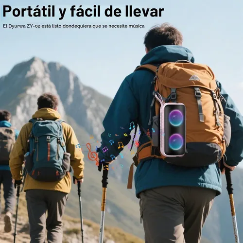Vista 6 de Altavoz Bluetooth, altavoz inalámbrico portátil 2026, 24 W súper fuerte, emparejamiento TWS, luces RGB coloridas, IPX7 impermeable, tiempo