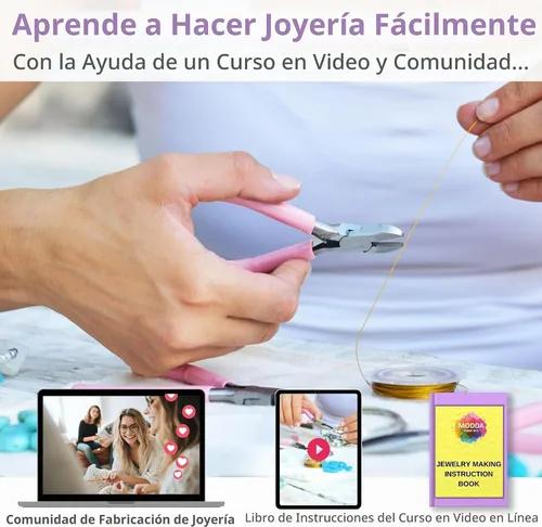 Vista 5 de Modda Kit Deluxe de Fabricación de Joyas con Curso en Video, Incluye Instrucciones, Abalorios, Elaboración de Collar, Pulsera, Aretes, Manualidades