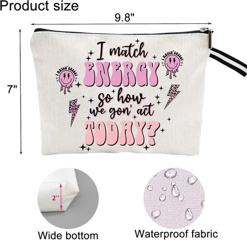Vista 3 de Bolsa de maquillaje inspirada para mujer, bonita bolsa de cosméticos para amigos y familia, bolsa de aseo de viaje, bolsa de cosméticos portátil