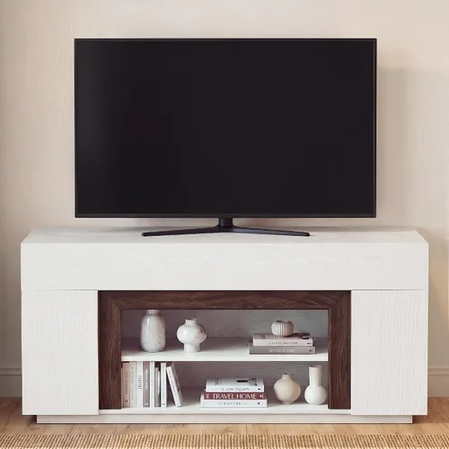 Vista 9 de YESHOMY 70" TV Stand for 80" TV, Modern Thick Block TV Cabinet, Black
