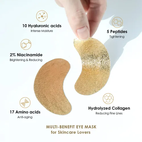 Vista 3 de Sweet Dreams - Máscaras de colágeno para ojos dorados, parches debajo de los ojos para ojos hinchados + máscara de labios de vainilla Sweet Dreams