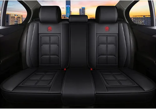 Vista 3 de Funda de cuero para asiento de automóvil compatible con BMW serie 1-7, universal, antideslizante, transpirable, suave, juego completo, color negro