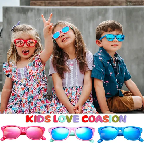 Vista 10 de Lentes de sol polarizados de goma elastómero termoplástico (TPEE) flexible, para niñas y niños de 3 a 9 años