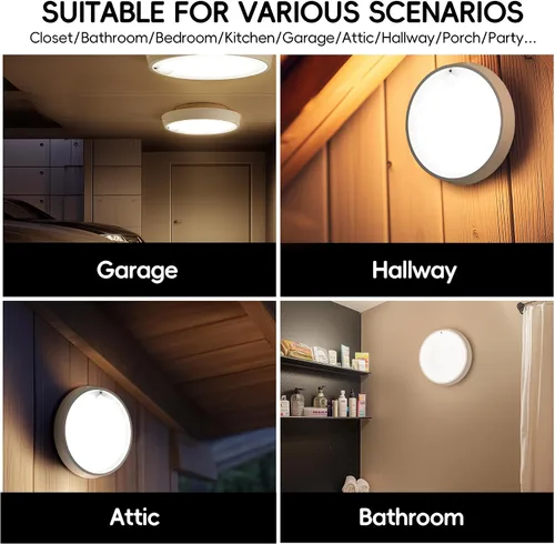 Vista 6 de Molrebe Lámpara de techo con sensor de movimiento, lámpara de techo recargable con 15 temperaturas de color, luz de armario activada por movimiento