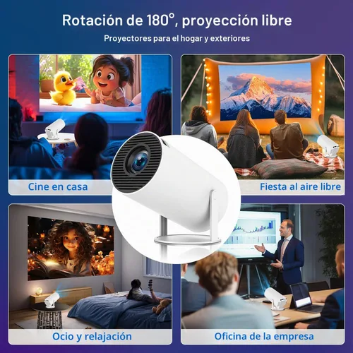 Vista 8 de Mini proyector, proyector portátil HY300 PRO, proyector inteligente, compatible con 4K 1080P con doble banda WIFI6 5G inalámbrico 5.4 Bluetooth, 200