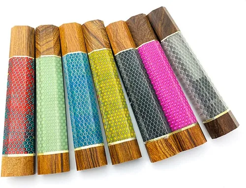 Vista 6 de Mango de cuchillo de resina de panal de abeja, mango octogonal de madera estilo japonés, material para hacer cuchillos, herramienta de bricolaje