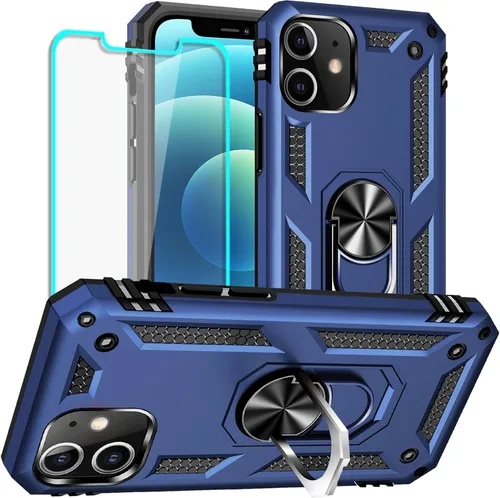 Vista 27 de Yiakeng Funda para iPhone 12 Mini: Funda para iPhone 12 Mini con protector de pantalla HD, fundas protectoras de grado militar con anillo para Verde