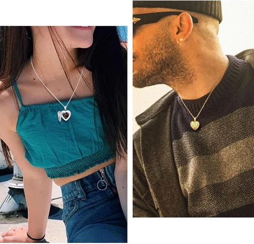 Vista 7 de FindChic Collar con medallón de corazón de plata de ley 925, nudo celta, rama delicada, ala de ángel, ramas de plantas, abrazo, llama, collar