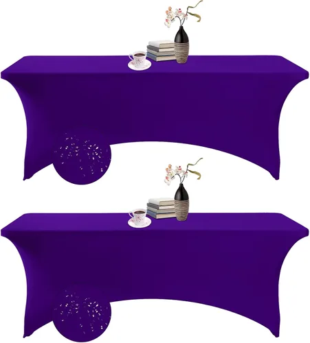 Vista 159 de Paquete de 2 fundas de mesa de elastano impermeables para mesas rectangulares, 6 pies, negras, elásticas, resistentes a manchas, para todas