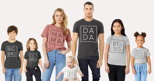 Vista 3 de Teeny Fox Mama Dada Lil Sis Big Bro Sister Brother Family Cute Matching Outfits Couple Shirts