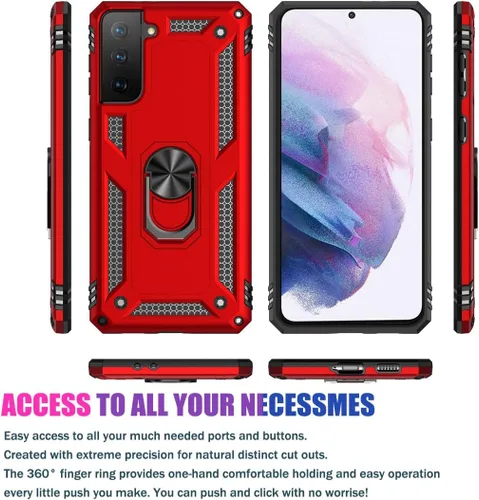 Vista 2 de Funda para Galaxy S21 Plus 5G/S21+ SM-G996U con protector de pantalla de vidrio templado, [grado militar] magnético para Samsung Galaxy S21 Plus