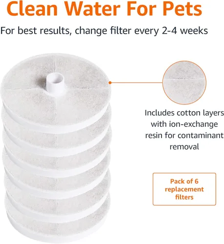 Vista 2 de Amazon Basics Filtros de repuesto para fuente de agua para mascotas de 3L, paquete de 6, color blanco