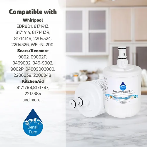 Vista 9 de Paquete de 3 filtros de agua de repuesto para refrigerador Whirlpool ED25UEXHW01, compatible con Whirlpool 8171413, 8171414 cartucho de filtro