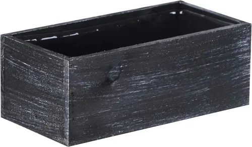 Vista 3 de CYS EXCEL 6 macetas rectangulares de madera negra natural con forro de plástico extraíble (H: 4 pulgadas de apertura: 10 x 5 pulgadas), múltiples