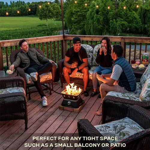Vista 5 de Outland Living Firebowl 805 Firecube - Fogata cuadrada portátil de propano sin humo de 14 pulgadas, hoguera de gas para exteriores con cubierta