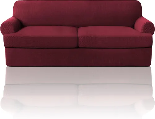 Vista 57 de PrinceDeco Fundas elásticas para sillón de 2 piezas, fundas de sofá para sillas con cojines en forma de T, fundas suaves para muebles con 1 funda