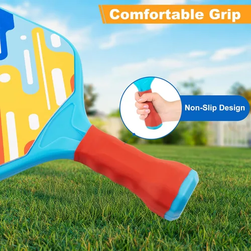 Vista 4 de Outdoor Toys for Kids Pickleball Paddles - Outside Beach Yard Games Toy for Kid Ages 4-5-6-7-8-12 Year Old Boys & Girls Gifts, Balls Set of 2