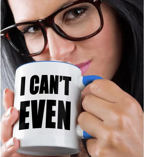 Vista 2 de 3dRose Taza "I Cant Even Black", 11 onzas, negro/azul