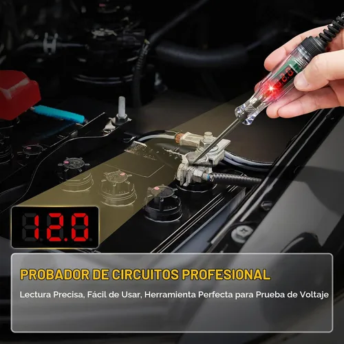 Vista 6 de Probador de Luz Automotriz de Circuito LED Digital de 3-48V, Probador de Luz Automática con Pantalla de Voltaje, Lápiz Probador Eléctrico