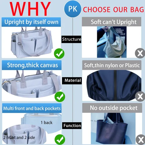 Vista 6 de Bolso de lona para mujer, bolsos cruzados para mujer, bolsos de trabajo para computadora portátil, bolso grande de mano para enfermera o profesora