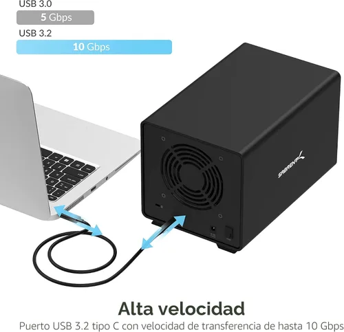 Vista 6 de SABRENT - Carcasa para disco duro USB-C de 4 bahías, estación de acoplamiento (DS-SC4B)