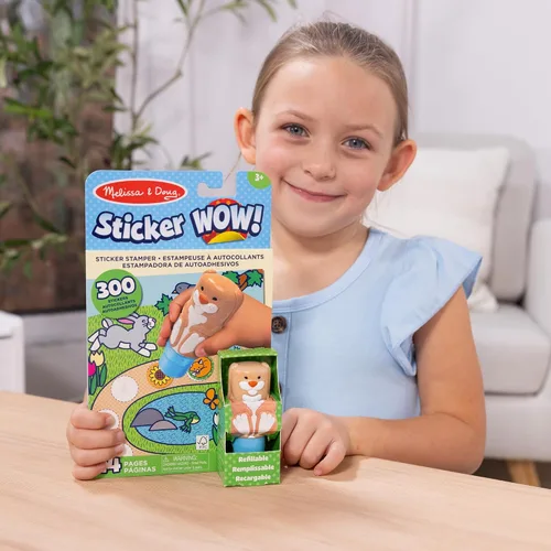 Vista 2 de Melissa & Doug Wow!™ de pegatinas Bunny Bundle: bloc de actividades de 24 páginas, sellador, 500 pegatinas, bloc mini, juguete de manualidades