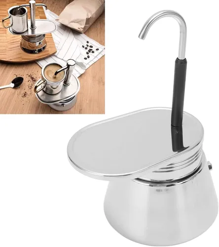 Vista 2 de Cafetera portátil de acero inoxidable para estufa de un solo canal, cafetera de café clásico para acampar en casa