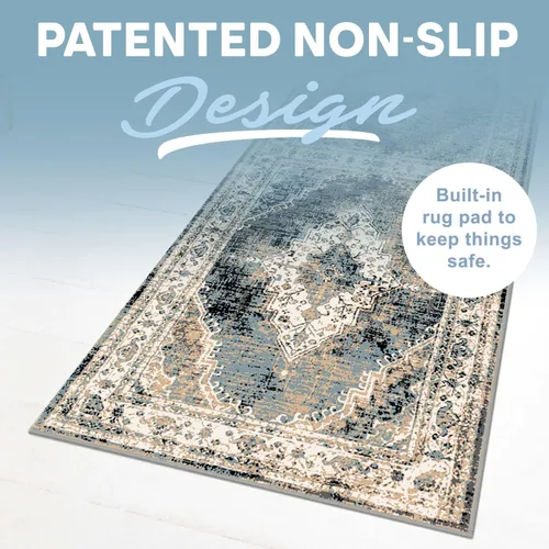 Vista 5 de MICRODRY Alfombra de pasillo, diseño de perfil bajo para un aspecto elegante y sin volumen. Lavable a máquina, resistente a las manchas Inez