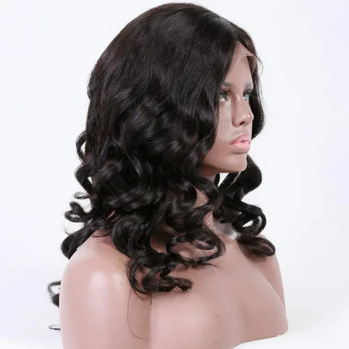 Vista 9 de premier Pelucas de cabello humano con encaje frontal de seda, nudos blanqueados, prearrancados, cabello humano brasileño suelto, ondulado, peluca