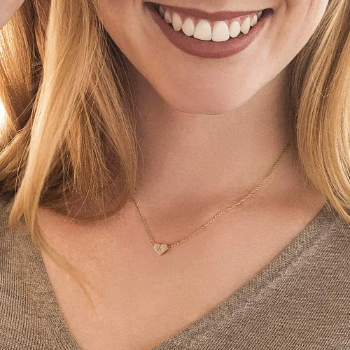 Vista 3 de Collar y dije de corazón de 14 quilates de oro con letra, collares para mujeres y niñas, regalos para el día de San Valentín