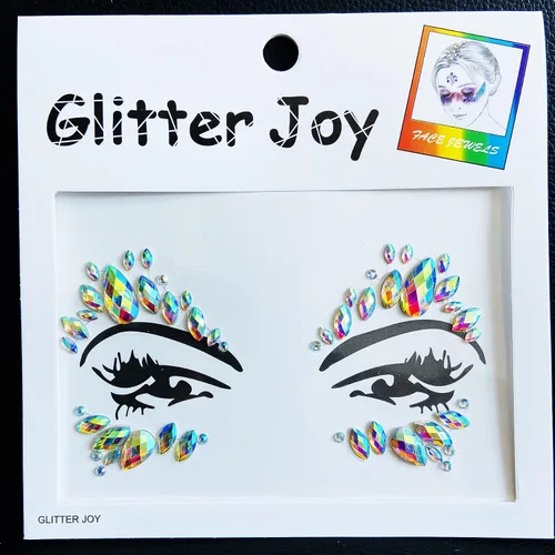 Vista 7 de Joyas de gemas faciales, calcomanías de tatuaje de joyas faciales para festivales, gemas corporales pegadas en la cara, tatuajes faciales temporales