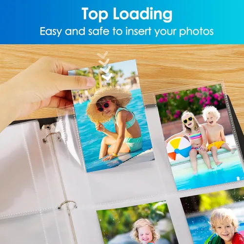 Vista 4 de MaxGear Paquete de 30 fundas de fotos de 3.5 x 5 para carpeta de 3 anillos (240 imágenes), protectores de páginas de archivo de alta resistencia