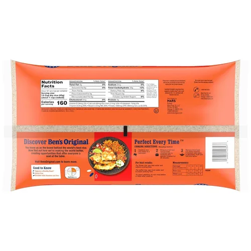 Vista 2 de BEN'S ORIGINAL - Arroz blanco enriquecido de grano largo, arroz hervido, bolsa de 10 libras (paquete de 3)