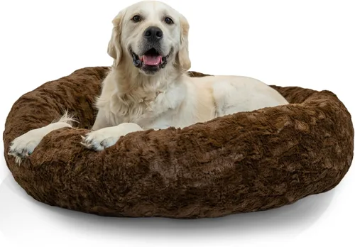 Vista 44 de Best Friends by Sheri - The Original Calming Donut - Cama calmante en forma de dona para perros y gatos - Pelo largo, azul bebé, M, 30 x 30 pulgadas