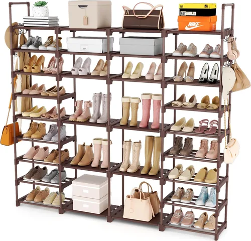 Vista 12 de ROJASOP Organizador de Zapatero Grande para Entrada Armario 64-68 Pares 9 Niveles Resistente Alto Zapatero de Garaje Estante de Zapatos