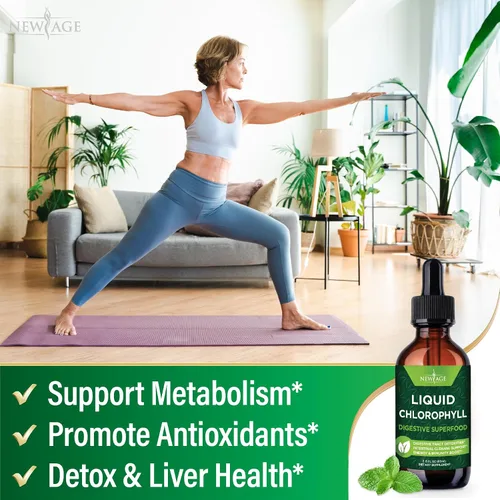 Vista 5 de NEW AGE Gotas líquidas de clorofila - Concentrado natural - Potenciador de energía, digestión y apoyo del sistema inmunológico, desodorante interno