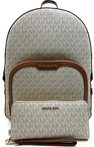 Vista 2 de Michael Kors Jaycee - Mochila escolar grande con cartera JST Continental, Vainilla Signature
