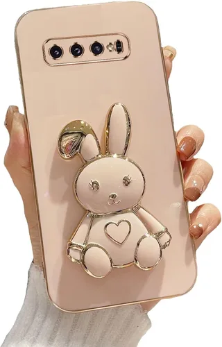 Vista 71 de Funda con soporte de conejo de corazón para Samsung Galaxy A10, cubierta protectora de TPU suave galvanizada a prueba de golpes con bonito soporte