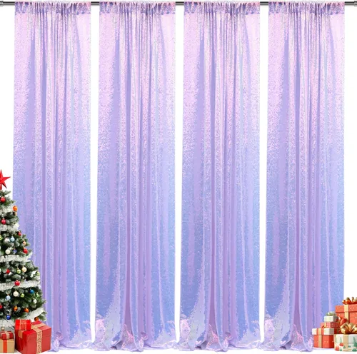 Vista 99 de 2 paneles de cortinas de fondo de lentejuelas verdes de 8 pies, cortinas de fondo de fotografía con purpurina para decoración de Navidad, boda