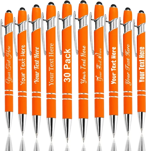 Vista 18 de Hasta 300 bolígrafos personalizados a granel con nombre personalizado con grabado gratis, puntas de lápiz capacitivo grabado, bolígrafo