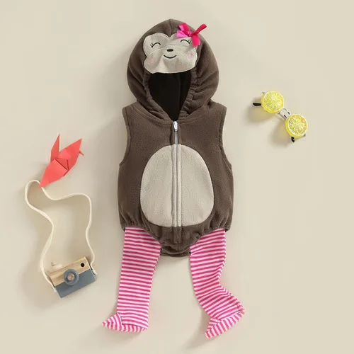 Vista 3 de Beautooly Disfraz de flamenco para bebé, mameluco de manga larga con calentadores de piernas, trajes de Halloween para niños y niñas