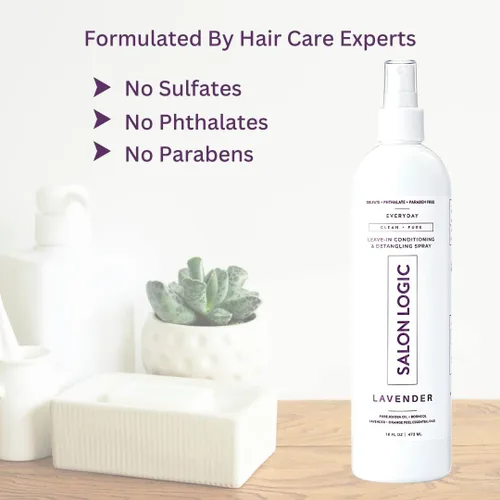 Vista 4 de SalonLogic Aerosol acondicionador y desenredante sin enjuague diario, lavanda, limpio y puro, calidad de salón, aroma natural, repara el cabello