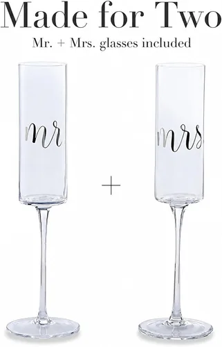Vista 14 de Mud Pie Mrs. Wedding - Juego de copas de champán, talla única
