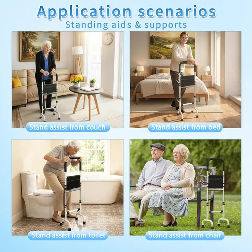 Vista 3 de Ayuda de soporte para ancianos desde silla, sofá, ayudas de pie y soportes para bastón para caminar, bastón ajustable, herramienta de ayuda