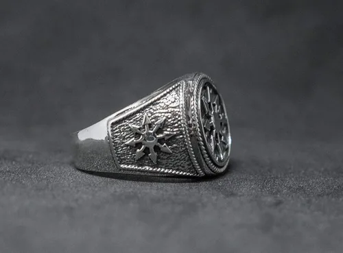Vista 5 de Anillo de plata de ley 925 con diseño de estrella mágica gótica del caos, talla 6-15