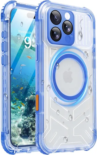 Vista 30 de Funda impermeable para iPhone 15 con Magsafe, protector de pantalla, cordón, IP68 militar de cuerpo completo a prueba de golpes, para deportes